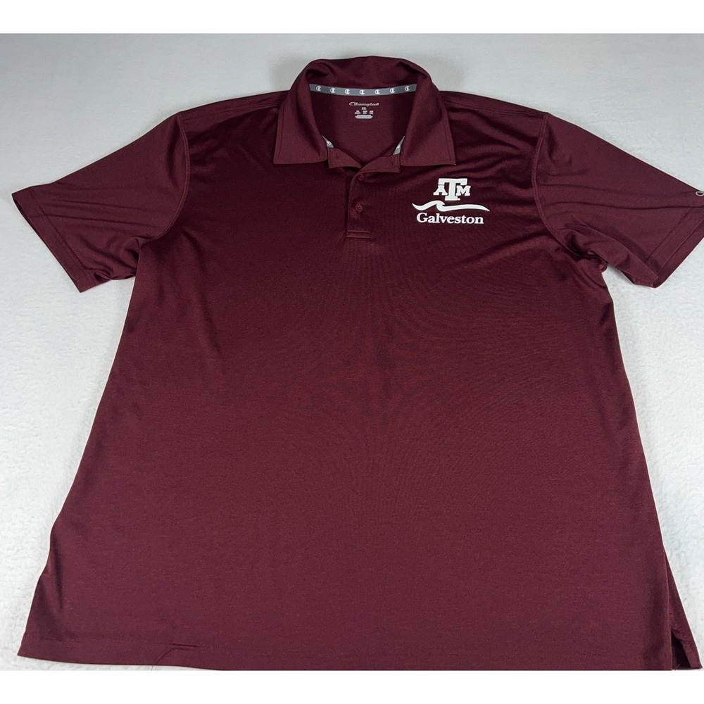 Champion Texas A&M Galveston Polo Shirt Mens XL Maroon Golf Performance Logo